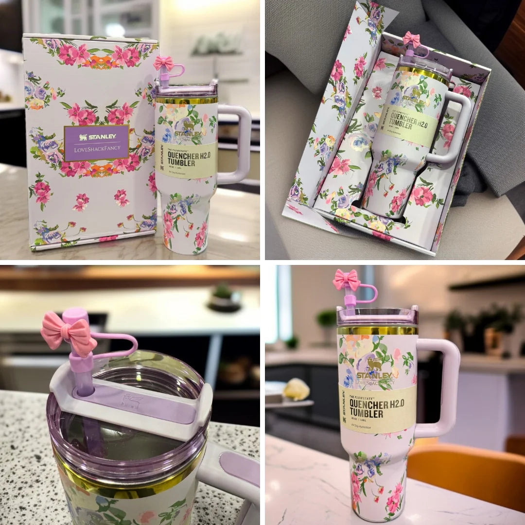 Housential Floral Design Stainless Steel Tumbler – 40oz / 1200ml (Box Packing)