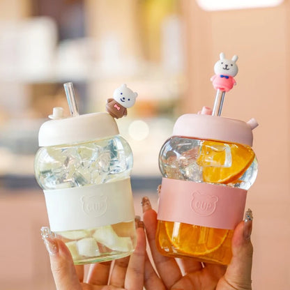 Housential Cute Glass Straw Sipper