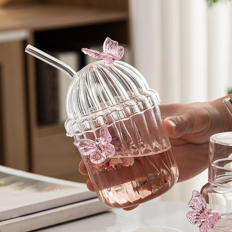 Crystal Fairy Core Butterfly Tumbler with Lid & Straw 450ML