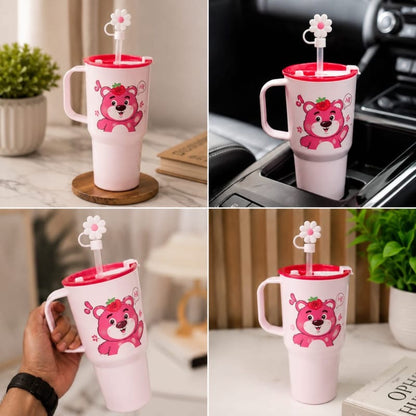 Cute Character Tumbler with Straw & Straw Cover