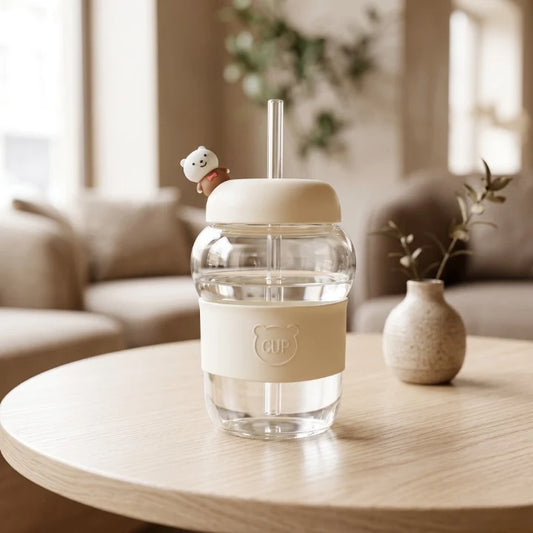 Housential Cute Glass Straw Sipper