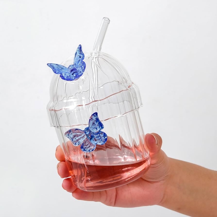 Crystal Fairy Core Butterfly Tumbler with Lid & Straw 450ML
