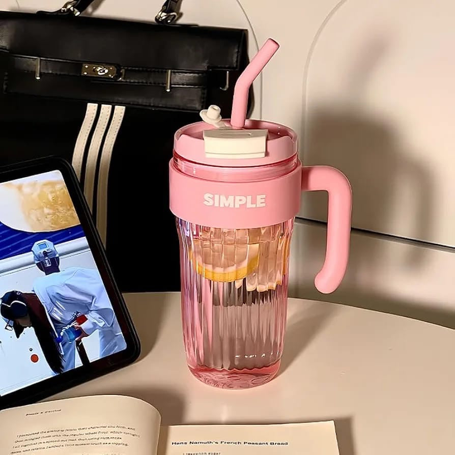 650ML Tumbler with Glass Straw & Handle