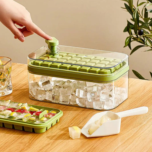 Push Ice Cube Box with Double Tray