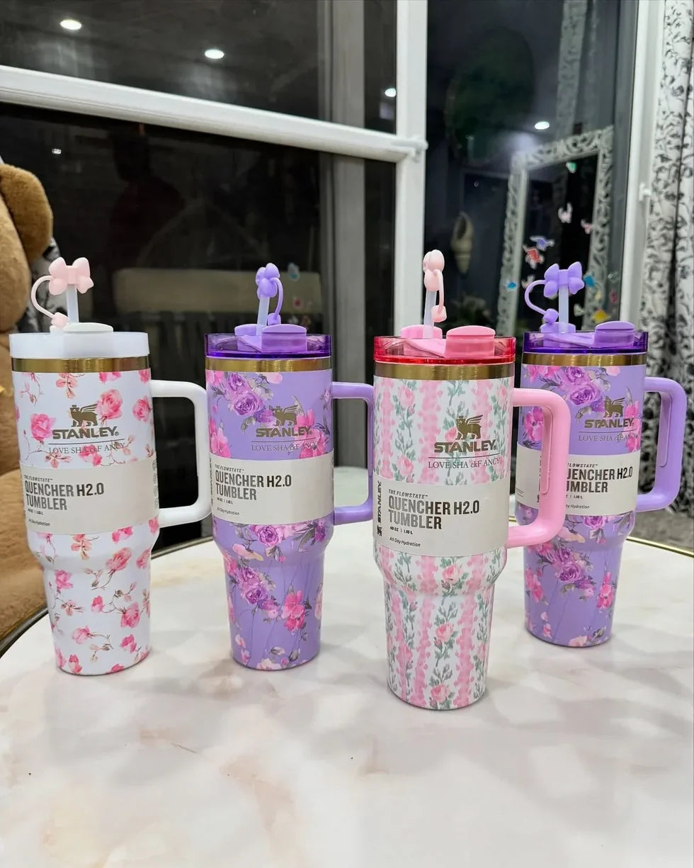 Housential Floral Design Stainless Steel Tumbler – 40oz / 1200ml (Box Packing)
