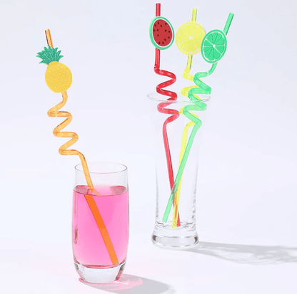 4Pcs Cartoon Fruit Drinking Straws – Reusable Party & Beverage Straws