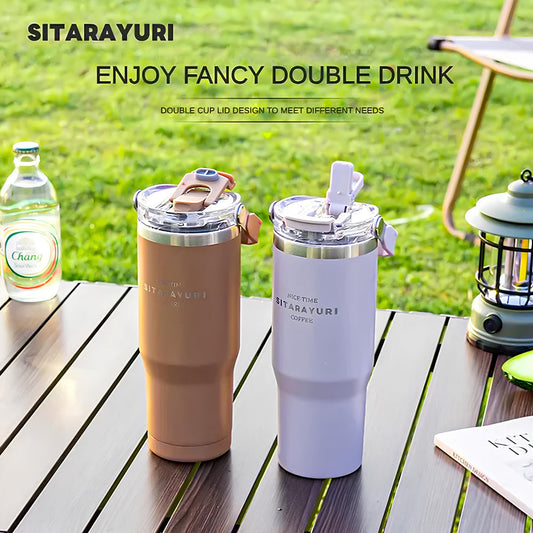 Housential Flip Straw Tumbler – 900ml (30oz)