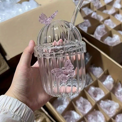 Crystal Fairy Core Butterfly Tumbler with Lid & Straw 450ML