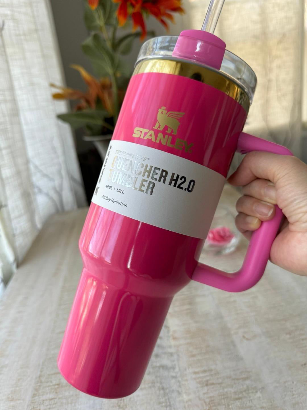 Housential Glossy Stainless Steel Tumbler – 40oz (Pink)