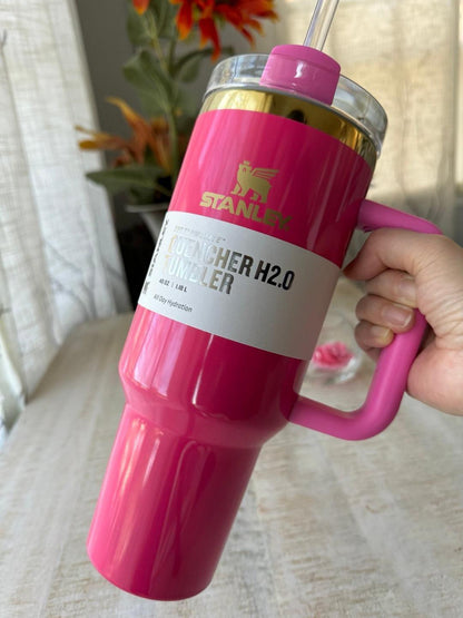Housential Glossy Stainless Steel Tumbler – 40oz (Pink)