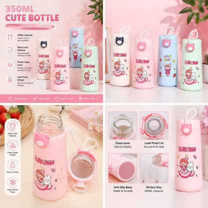 Housentia Cute Glass Insulated Water Bottle