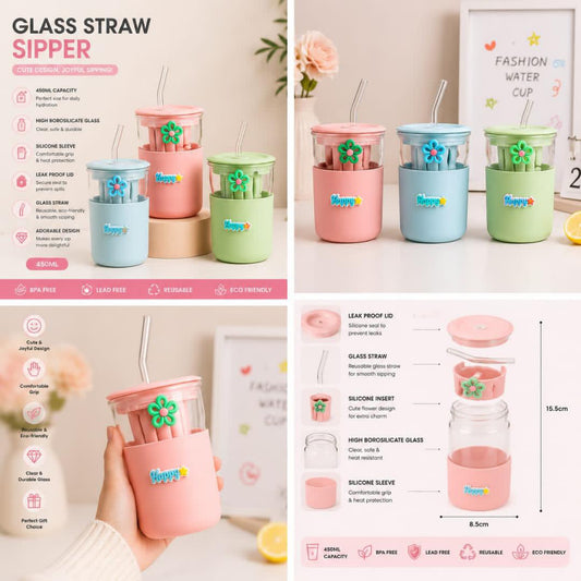 350ML Glass straw sipper Box Packing