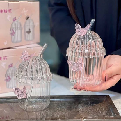 Crystal Fairy Core Butterfly Tumbler with Lid & Straw 450ML