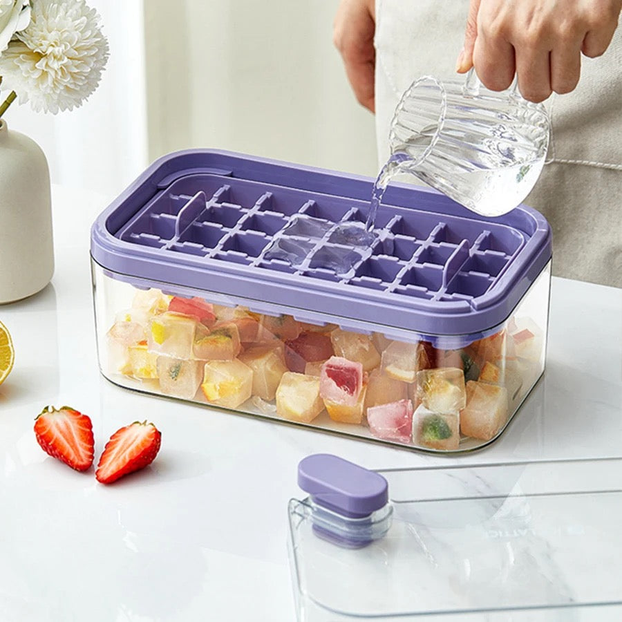 Push Ice Cube Box with Double Tray