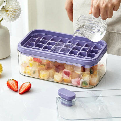 Push Ice Cube Box with Double Tray