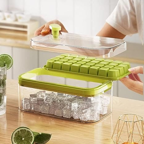 Push Ice Cube Box with Double Tray