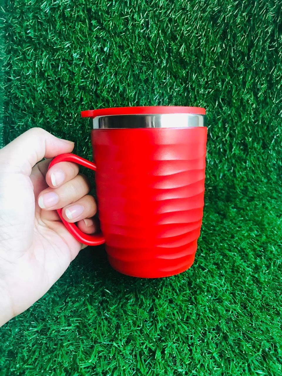 Stainless Steel Coffee Mug with Handle & Lid – 400ml