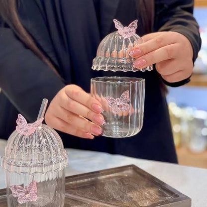 Crystal Fairy Core Butterfly Tumbler with Lid & Straw 450ML